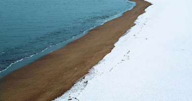 La spiaggia innevata di Baia Domizia