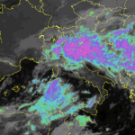 Lo screenshot dell'immagine satellitare da Eumetsat, con la temperatura del top delle nubi (Meteosat Second Generation) di Eumetsat