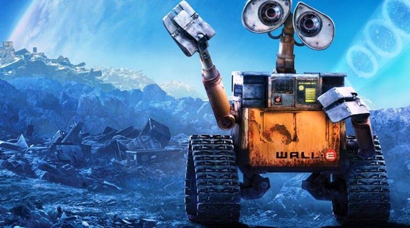 Il robot protagonista del film d'animazione passeggia al chiaro di luna