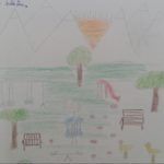 Un parco pubblico disegnato da un bambino