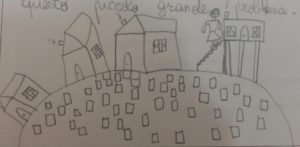I sampietrini dissestati nel disegno di una bambina