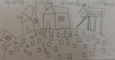 I sampietrini dissestati nel disegno di una bambina