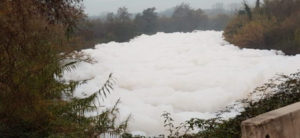 La schiuma sul fiume Sacco