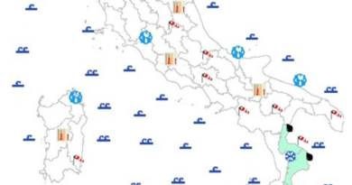La mappa della vigilanza meteo della Protezione civile