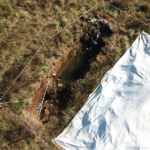 La discarica del Nocione, fra Cassino e Sant'Elia Fiumerapido, vista dal drone. L'immagine mostra una fossa ancora a cielo aperto (Foto di Edoardo Grossi)