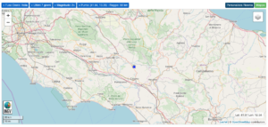 La mappa con i terremoti in tempo reale in Ciociaria